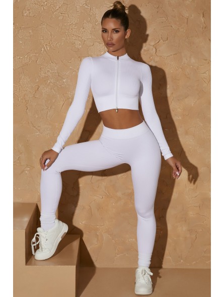 Zipper long sleeve Top Rida-Style Active Essence white